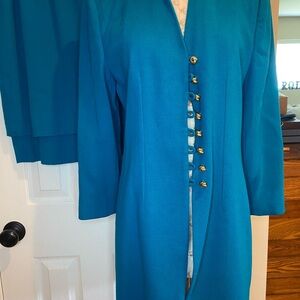 Doncaster Teal Jacket with Gold Buttons and Skirt 2Pc SUIT